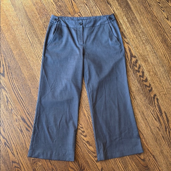 Z Theory Women’s 4 Tailored Gray  Wide Ankle Pants Waist Button Details - Picture 1 of 4